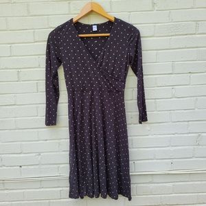 Old Navy Polka‎ Dot Faux Wrap Midi Dress Gray White Size Small